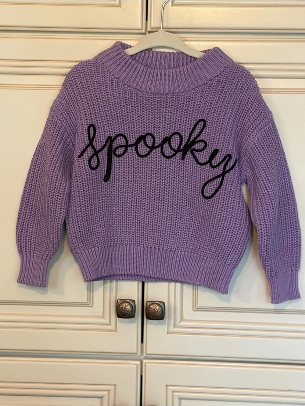 Old Navy Lavender Knit 'Spooky' Pullover Sweater - Lavender & Black